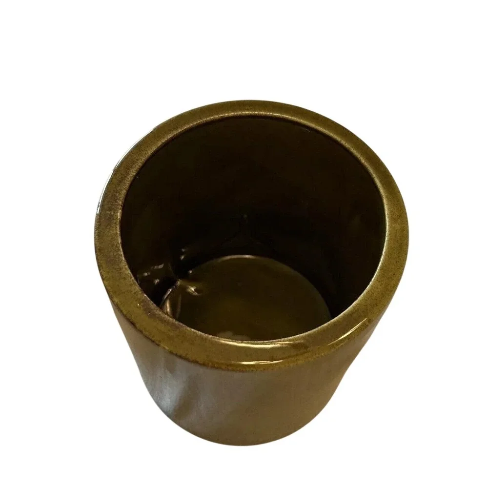 Holiday‎ Designs Tea Canister Olive Green Ceramic Jar Lid Vtg Mid Century 8.5